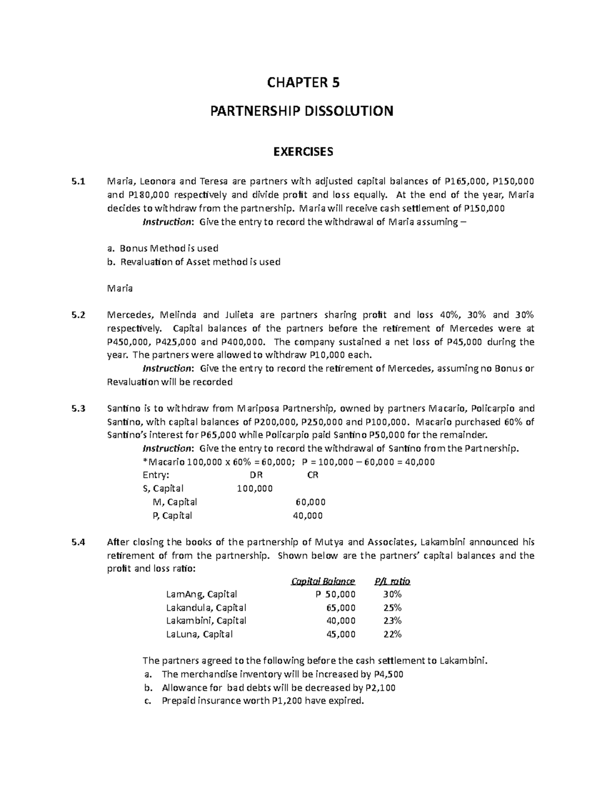 Chapter 5 Retirement Exercises Only With Solutions - CHAPTER 5 ...