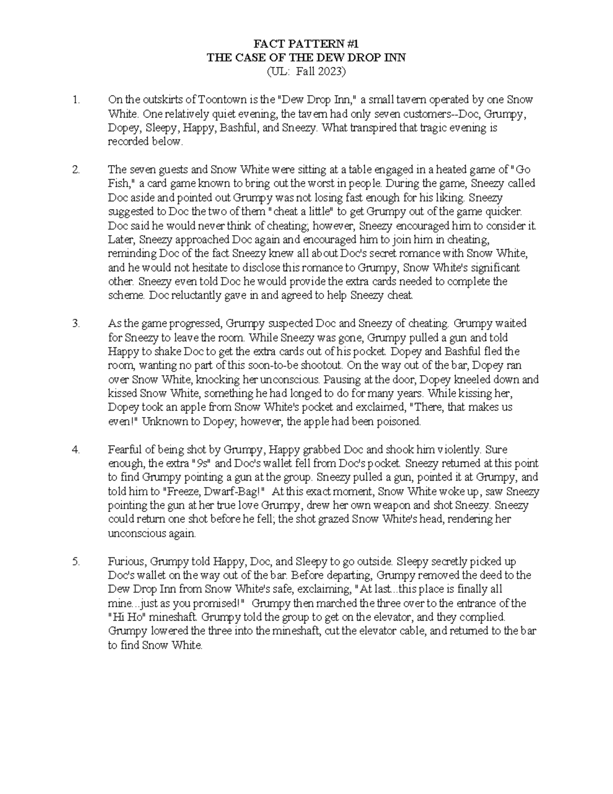 Fact Pattern #1-Dew Drop Inn (UL-Fall 2023)(1) - FACT PATTERN THE CASE ...