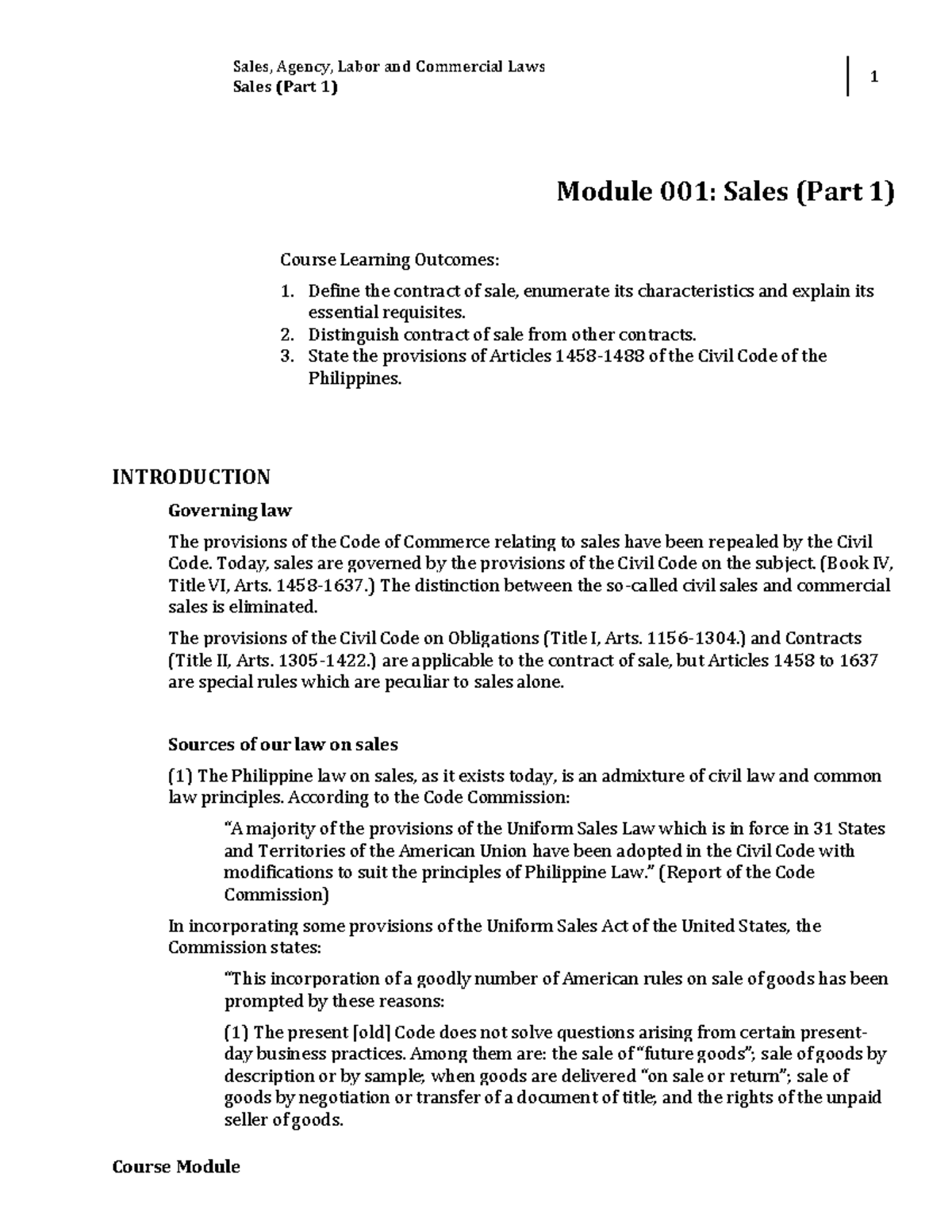 Module Sales (Part 1) - Gfddgdgghhhtrtertretre - Sales, Agency, Labor ...