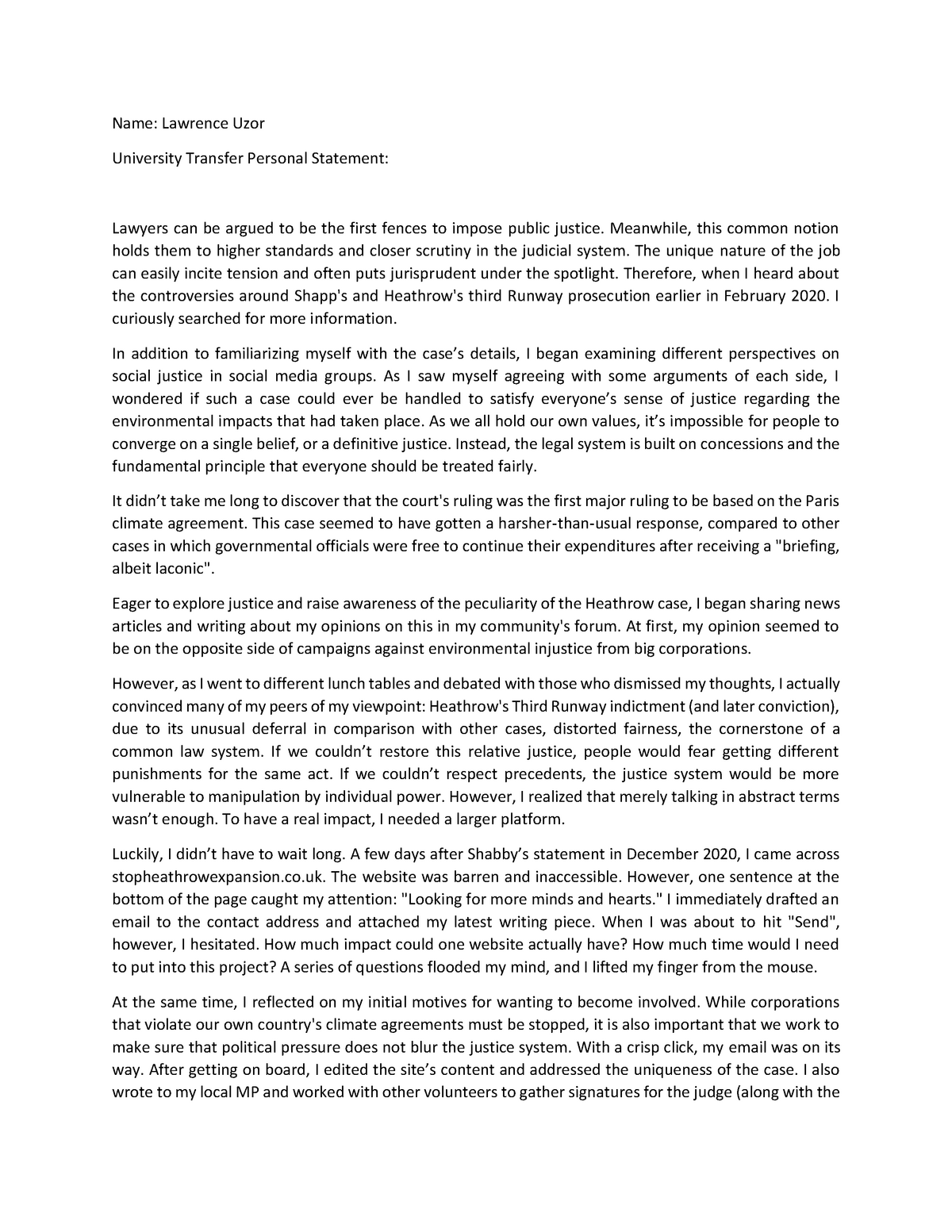 brunel university personal statement