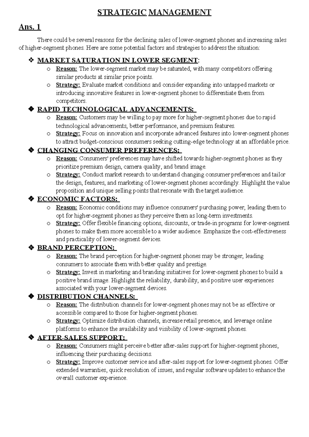 Strategic Management - Read and Understand - STRATEGIC MANAGEMENT Ans ...
