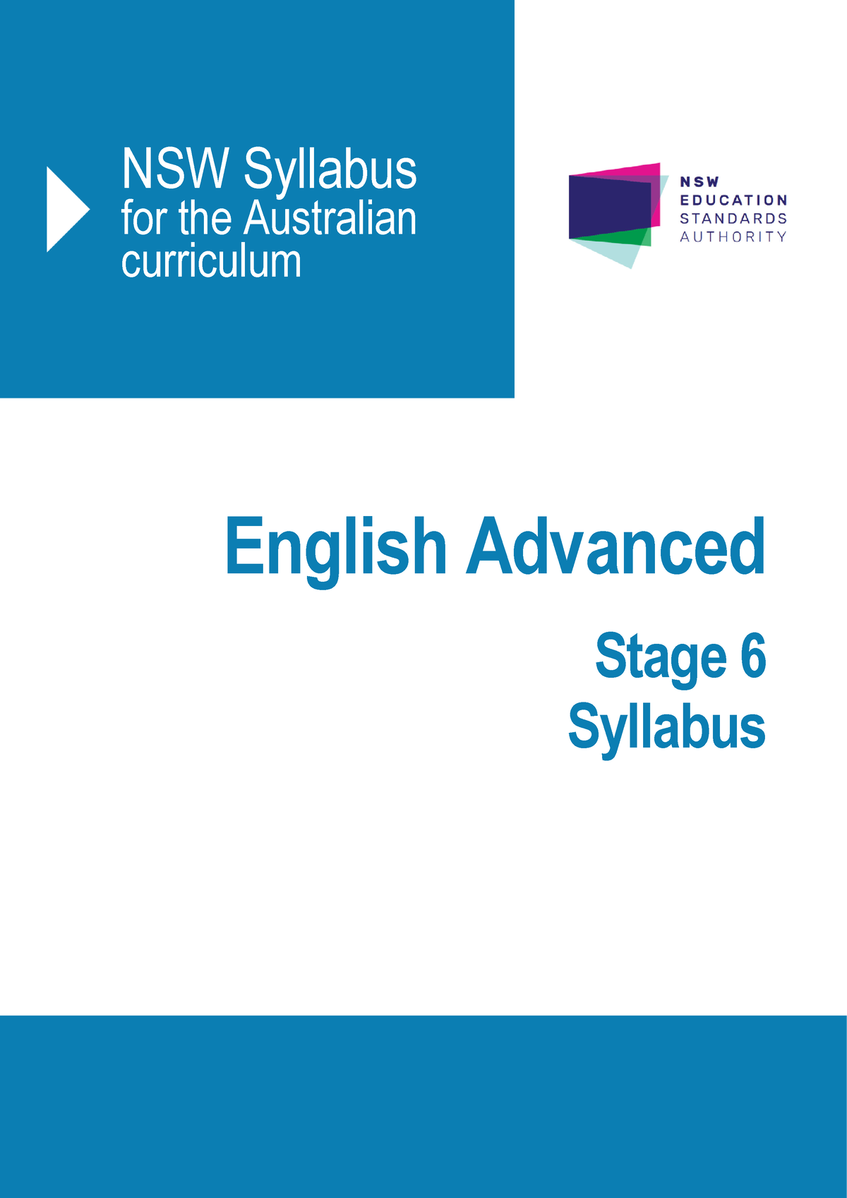 English Advanced Stage 6 Syllabus 2017 - NSW Syllabus For The ...