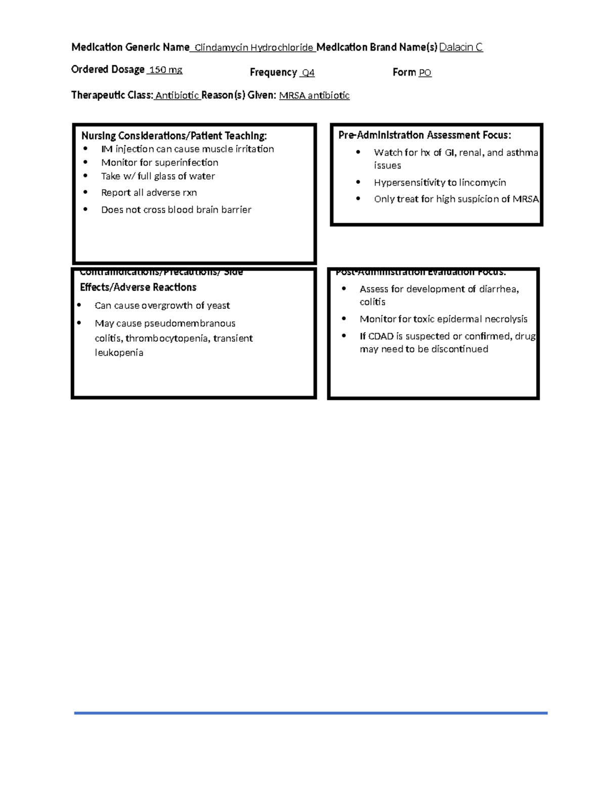 Jared Griffin Drugs - Notes - Medication Generic Name Clindamycin ...