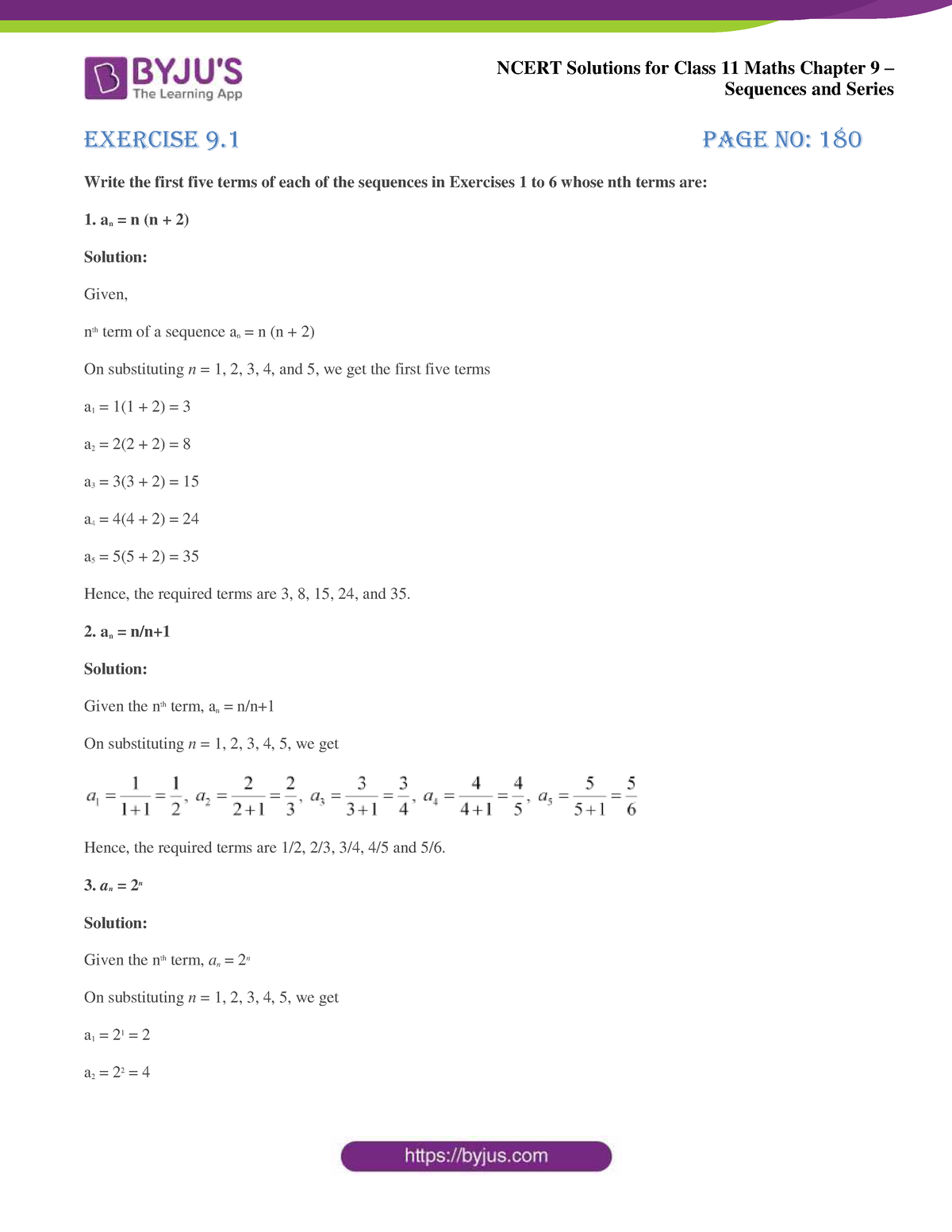 case study on sequence and series class 11