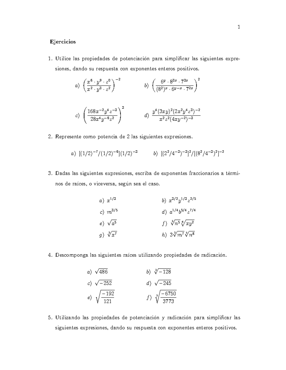 3. Ejercicios DE Potencias, Raices Y Logaritmos - Física Y Matemáticas ...