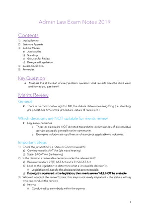 Admin law notes - Merits Review & Judicial Review Compared - Merits ...