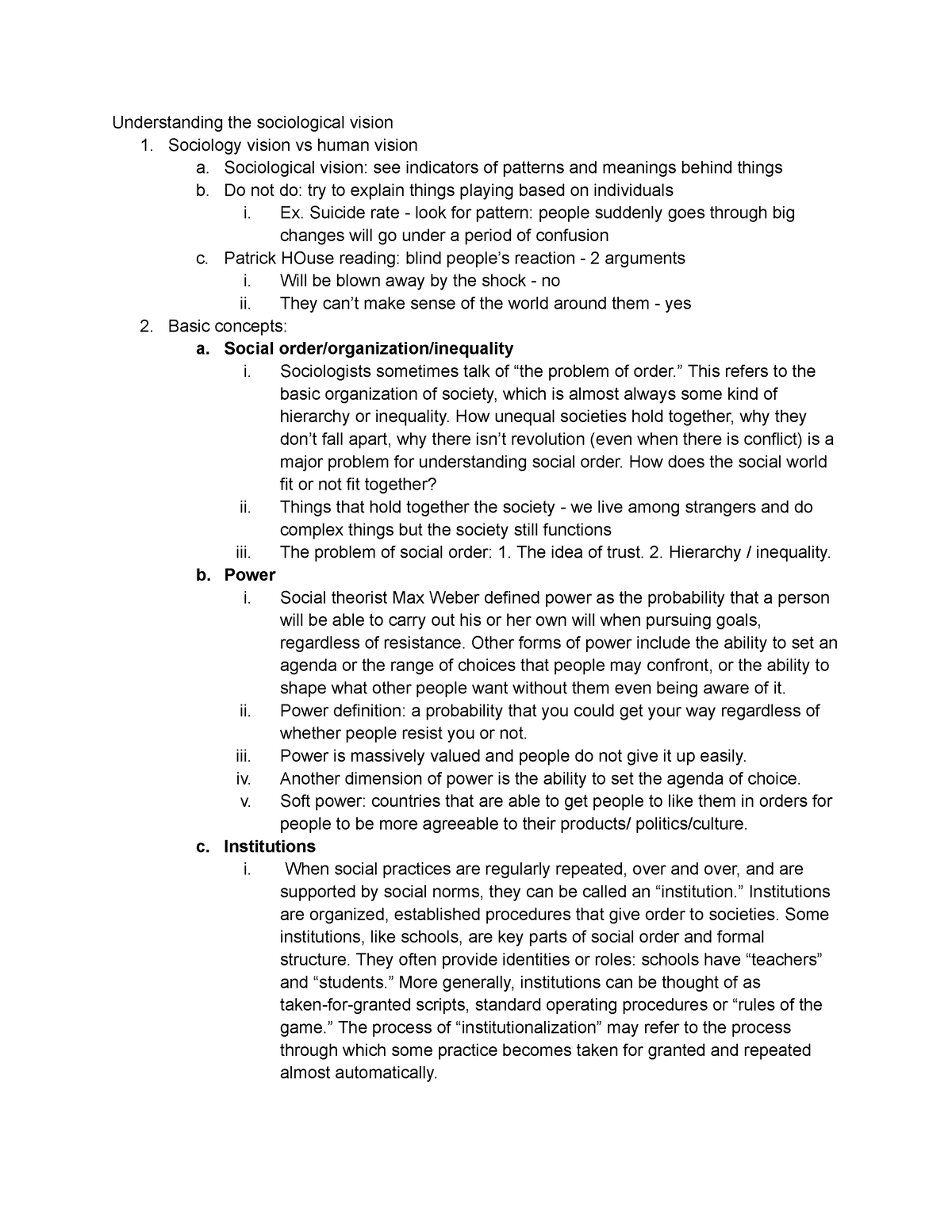 Soci 1 notes - Understanding the sociological vision 1. Sociology ...