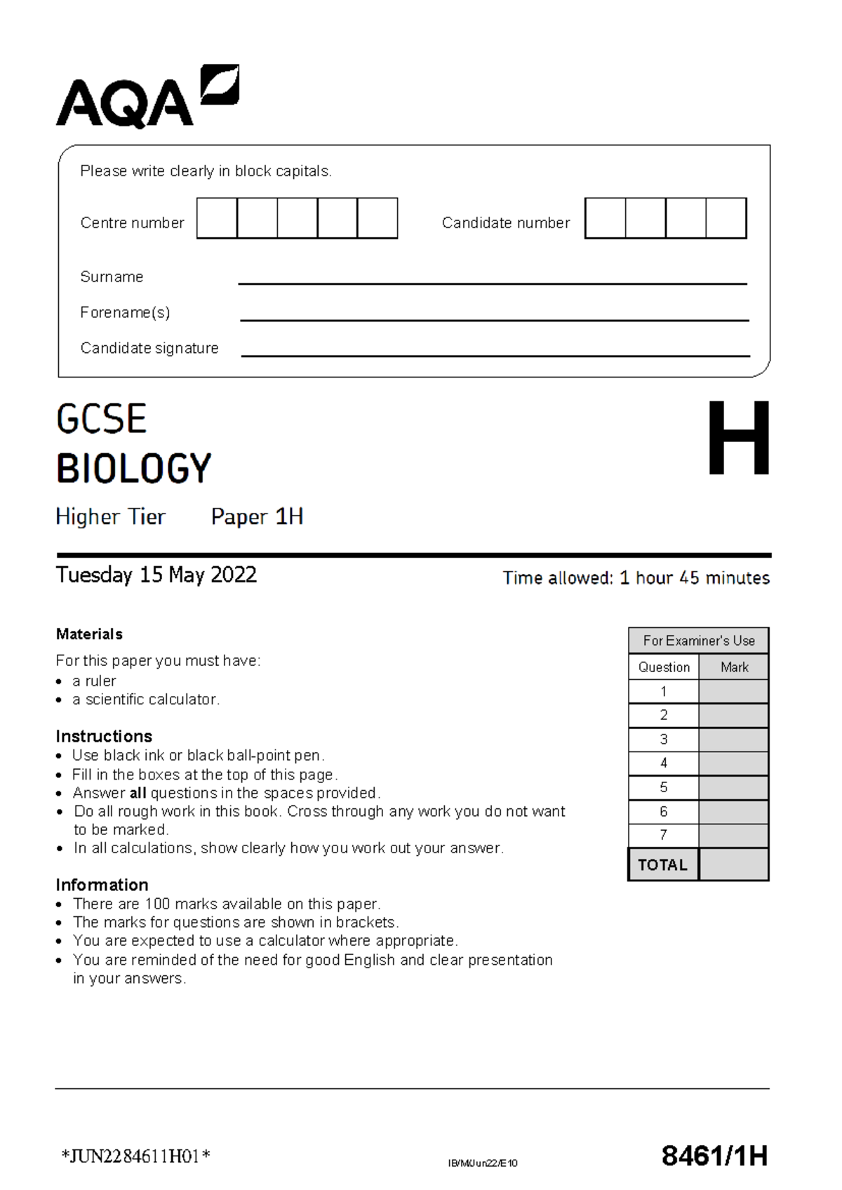 2022 biology essay paper