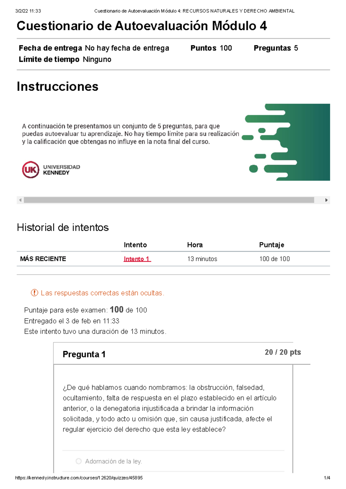 Cuestionario De Autoevaluación Módulo 4 Recursos Naturales Y Derecho ...