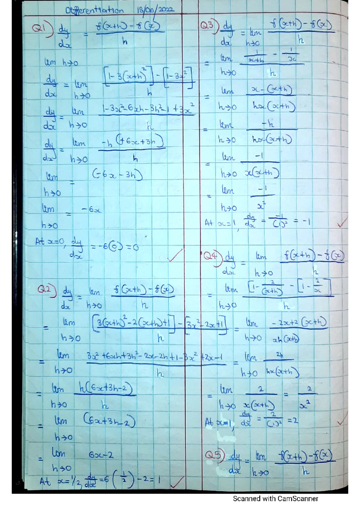 Differentiation Homework - Studocu