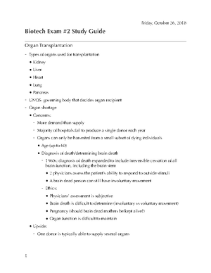BIOL0170 Midterm 2 Study Guide - BIOL0170 Midterm 2 Study Guide Organ ...