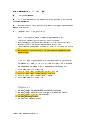 Problem Set 6 - Microeconomics Practice Questions - Class 6 - Cost ...