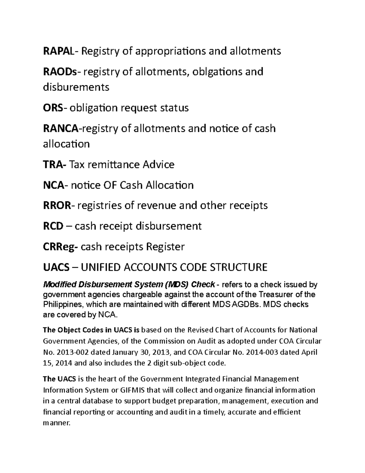 A complete set of financial statements comprises RAPAL Registry of