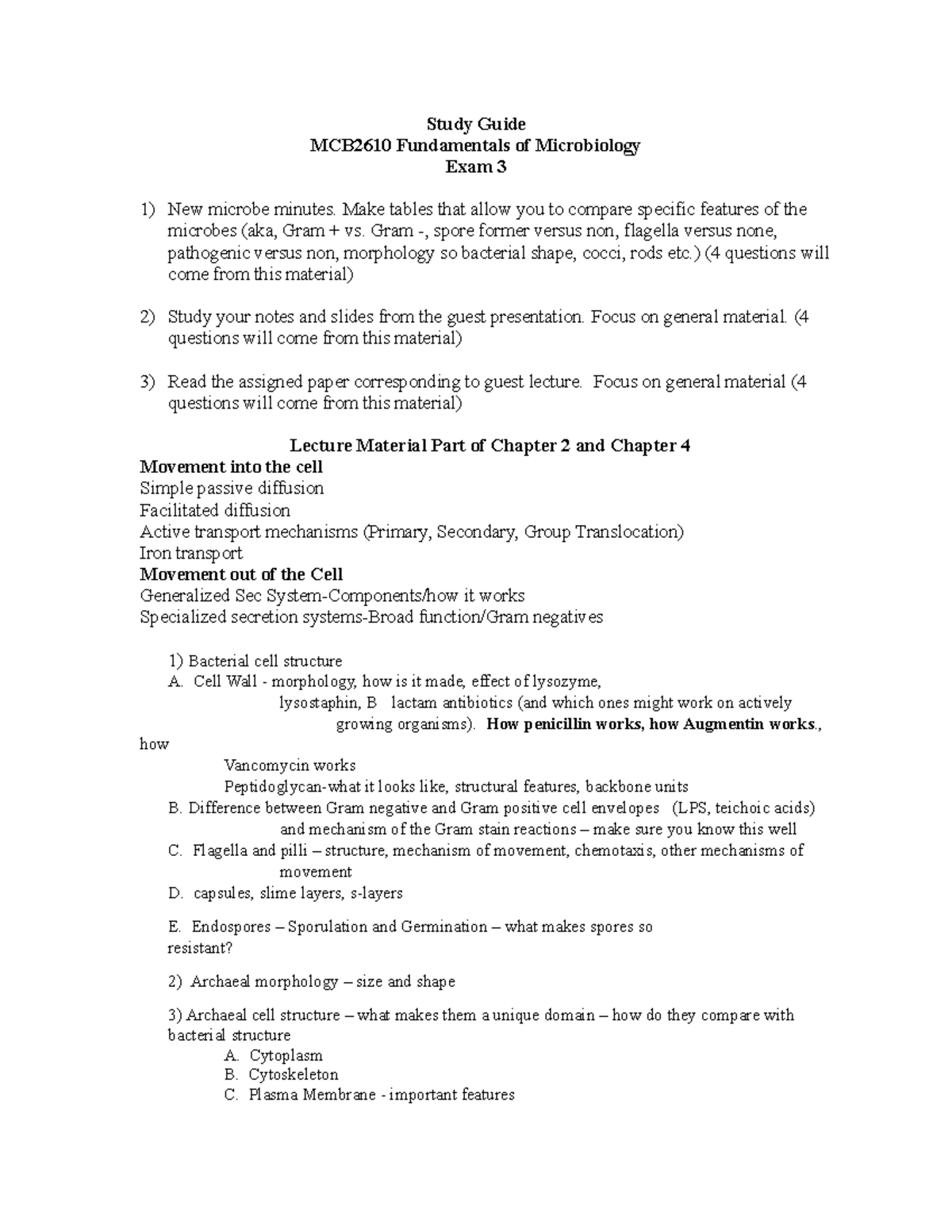 Study Guide 3 - Study Guide MCB2610 Fundamentals of Microbiology Exam 3 ...