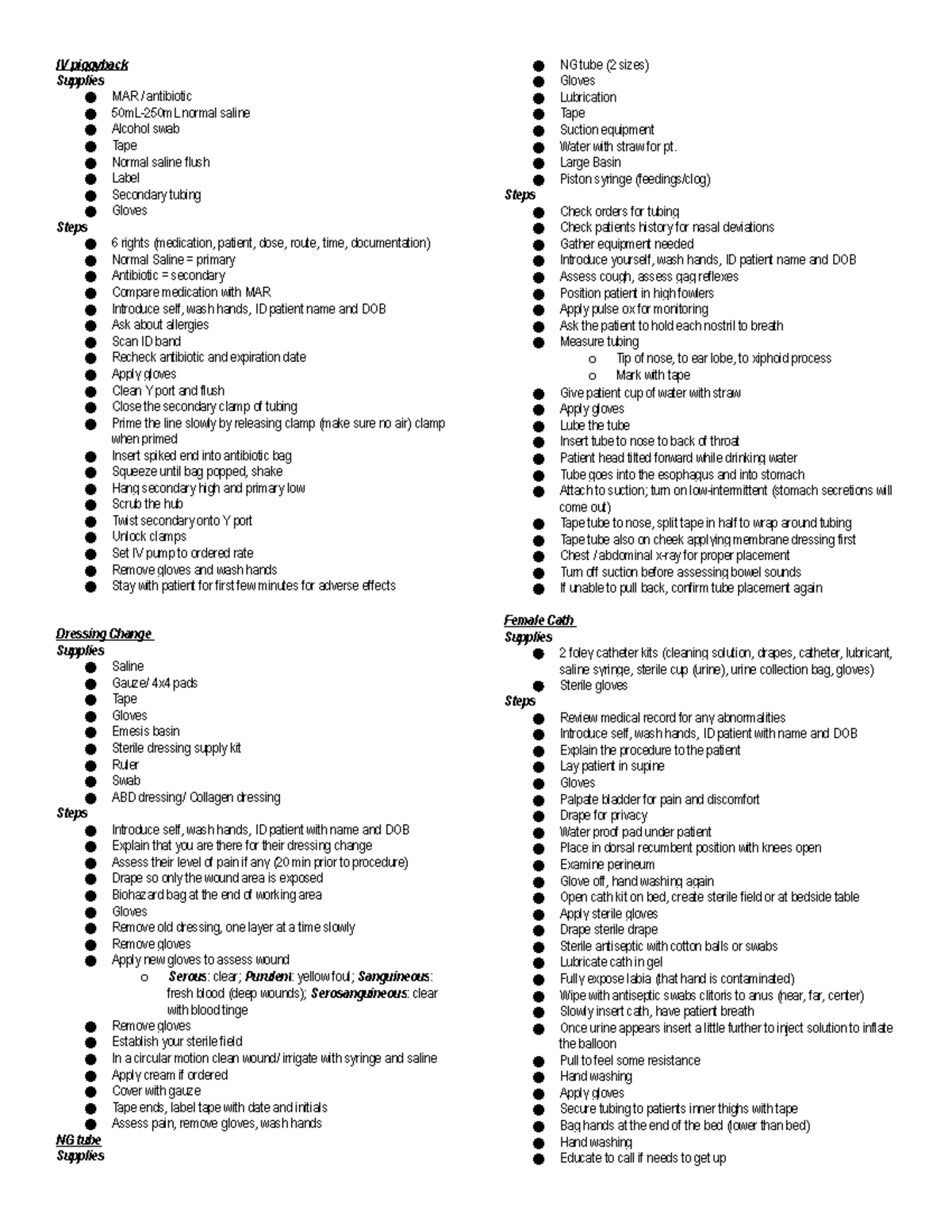 Skills Test Out - IV piggyback Supplies MAR / antibiotic 50mL-250mL ...