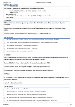 ACEITA O DESAFIO?, Perguntas de CONHECIMENTOS GERAIS 2023