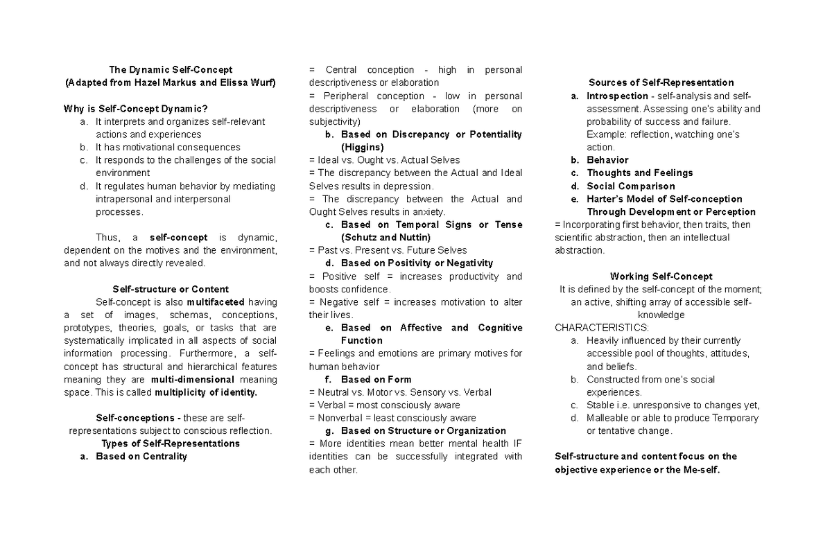 Reviewer The Dynamic Self-Concept from Markus and Wurf - The Dynamic ...