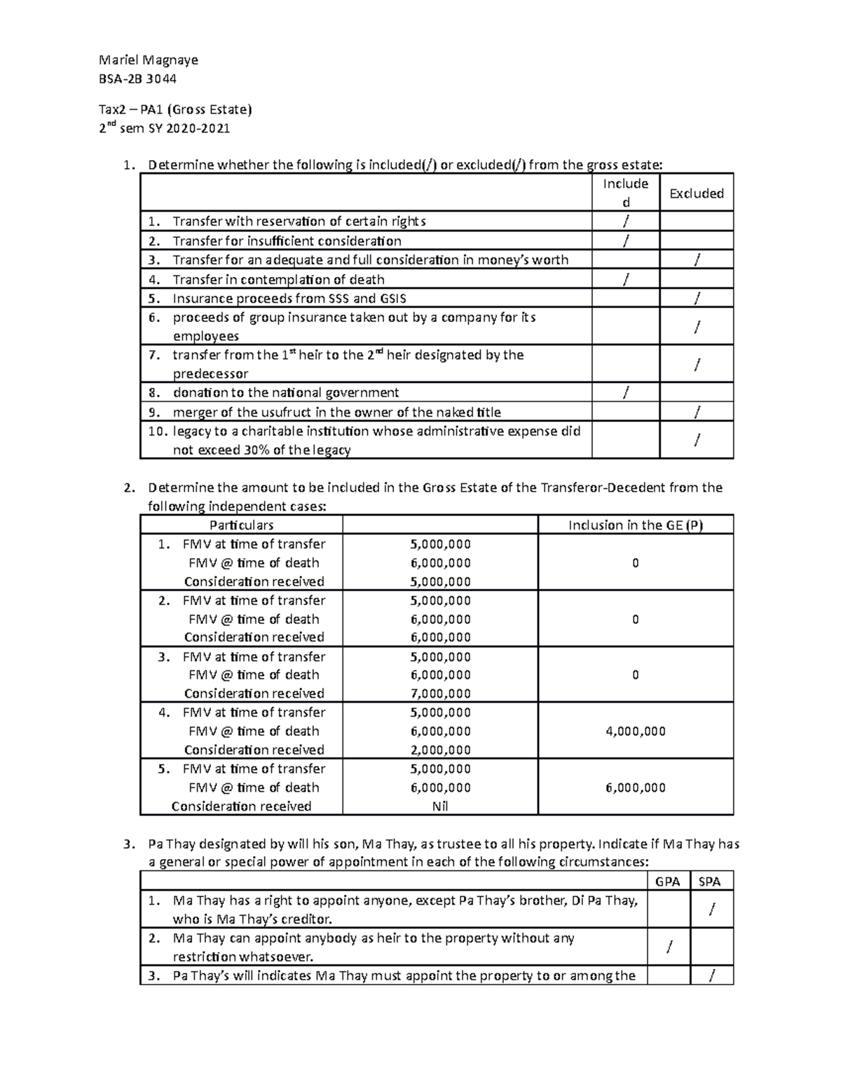 Taxation PA 1 Assignment Mariel Magnaye BSA2B 3044 Tax2 PA1