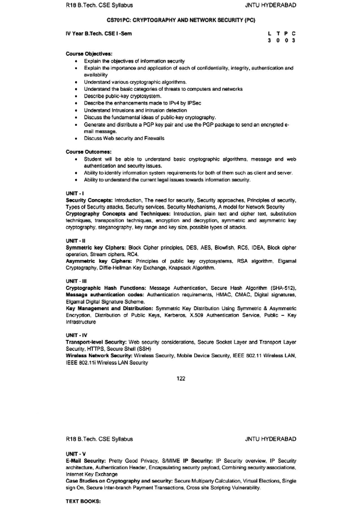 4 1 syllabus - R18 B. .Tech. CSE Syllabus JNTU HYDERABAD CS701PC ...