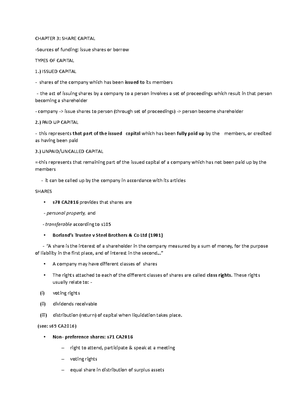 Chapter 3 - CHAPTER 3: SHARE CAPITAL -Sources of funding: issue shares ...
