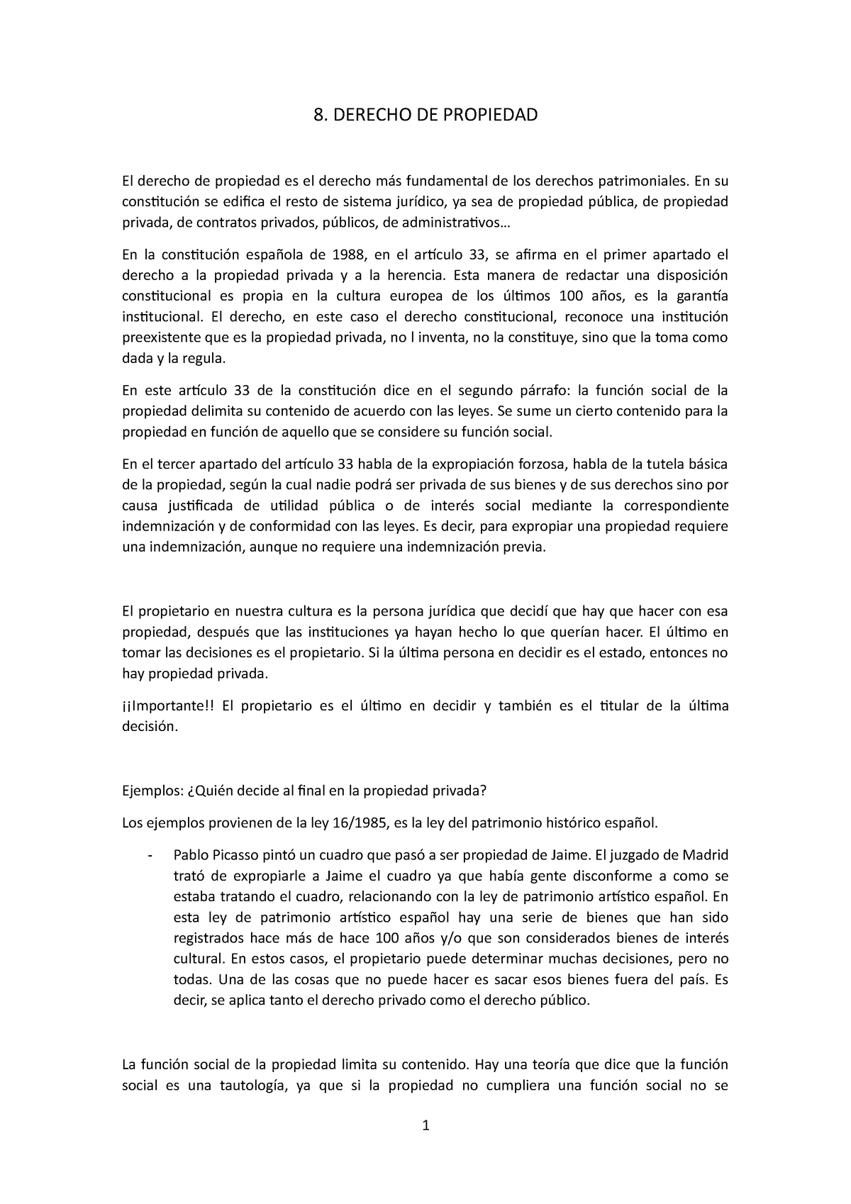 8 Derechos De Propiedad 8 Derecho De Propiedad El Derecho De Propiedad Es El Derecho Más 1463