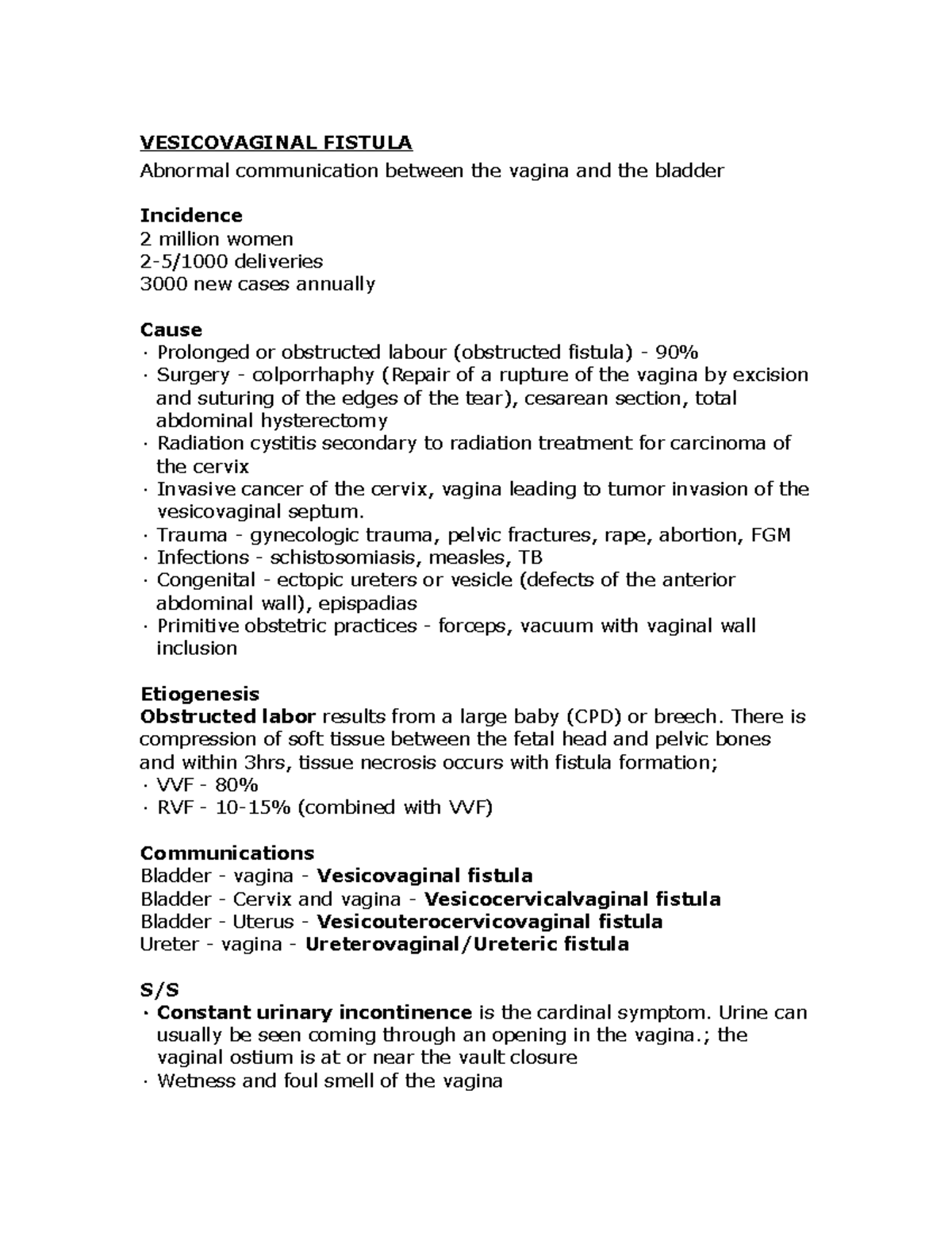 50. Vesicovaginal Fistula & RVF - VESICOVAGINAL FISTULA Abnormal ...