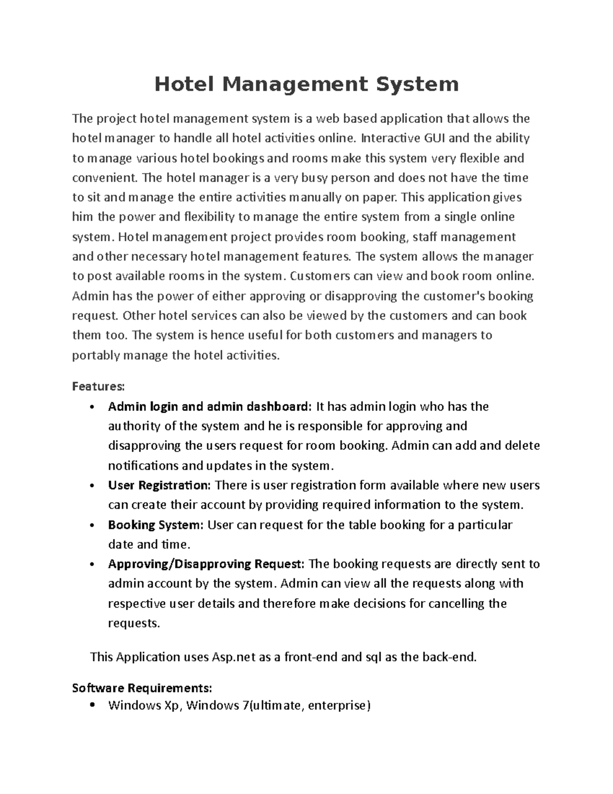 S301 Hello Hotel Management System The Project Hotel Management