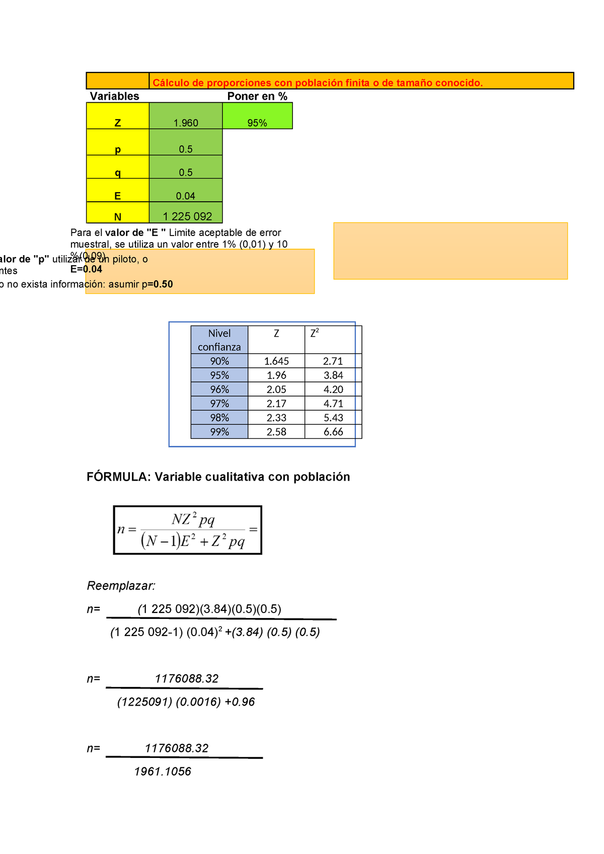 C Lculo De Proporciones Con Poblaci N Finita Variables Poner En Z P Q E N