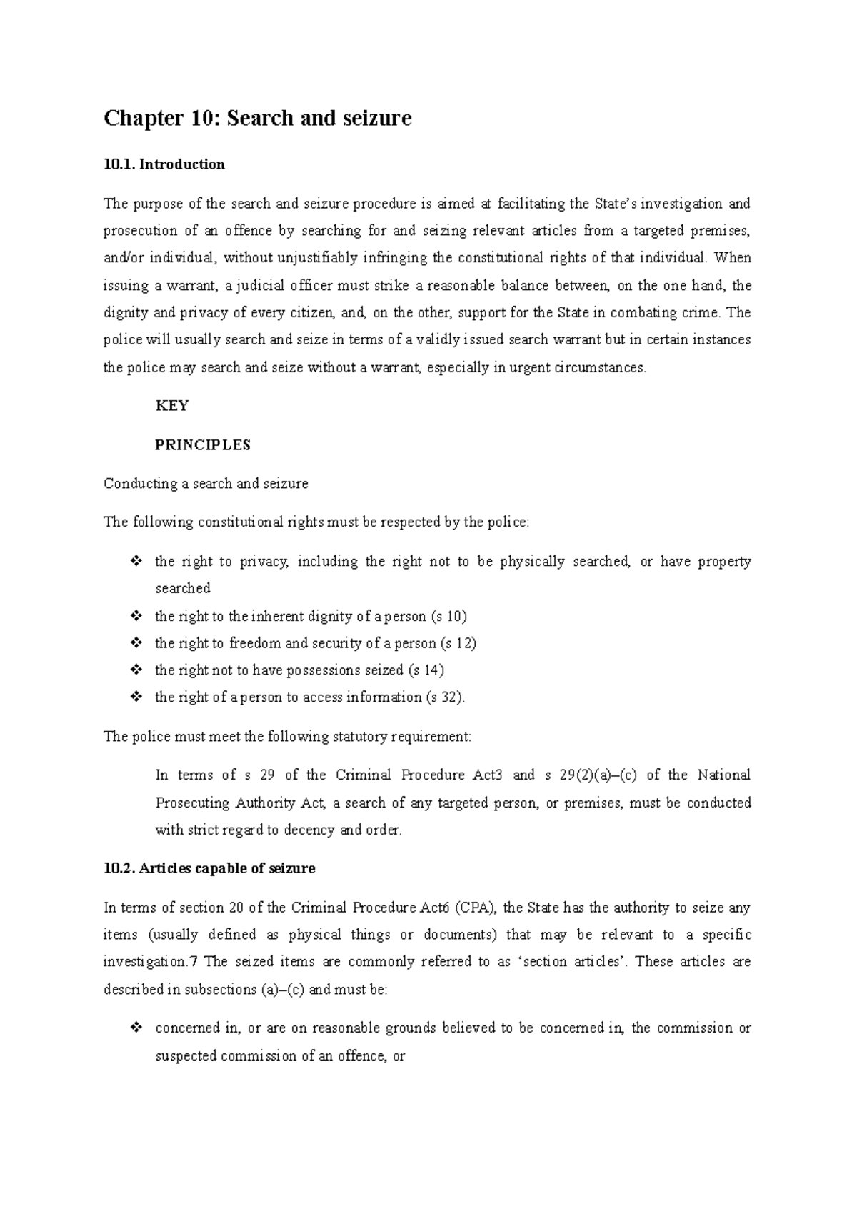 Chapter 10 Notes - Search And Seizure - Chapter 10: Search And Seizure ...