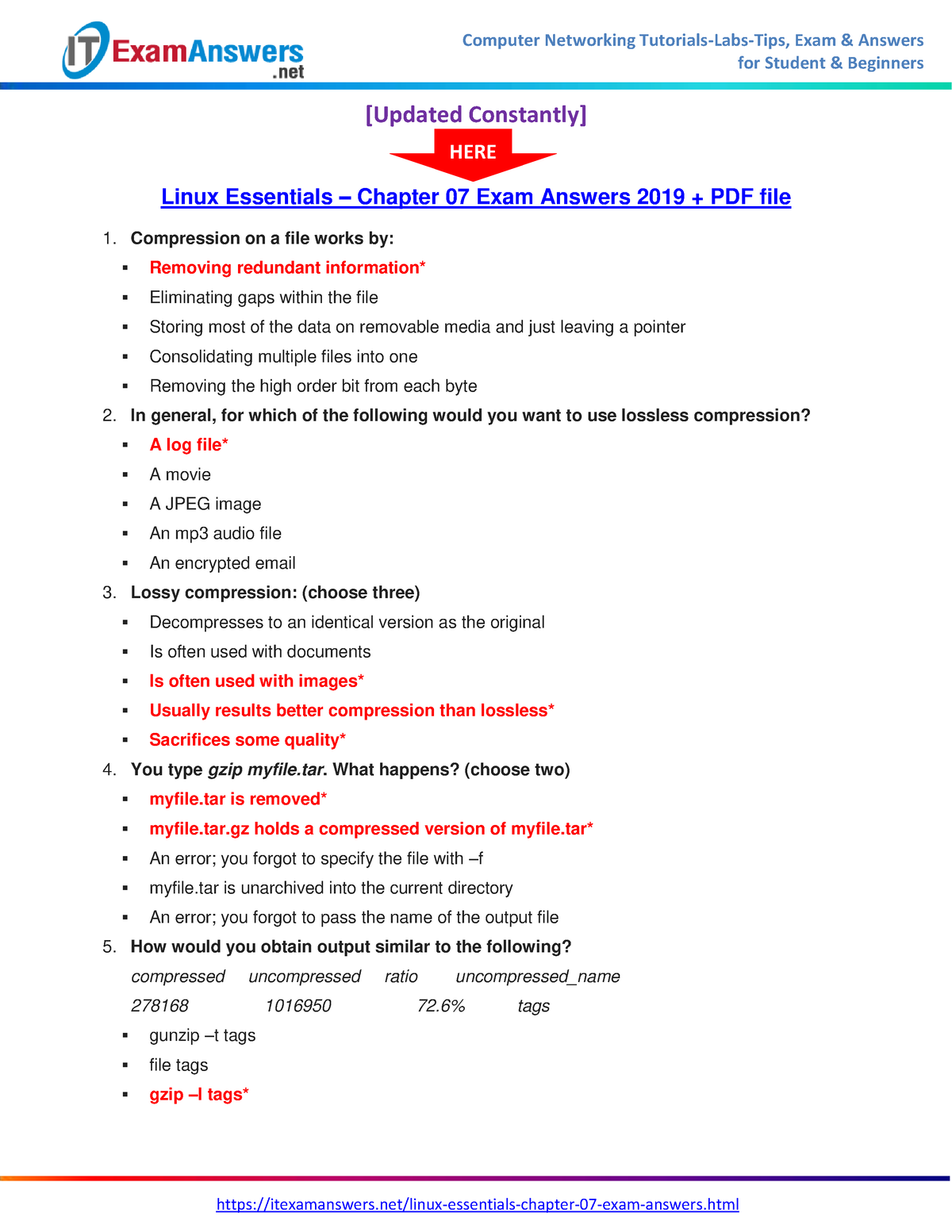 Linux Essentials Chapter 07 Exam Answers 2019 + PDF File - For Student ...