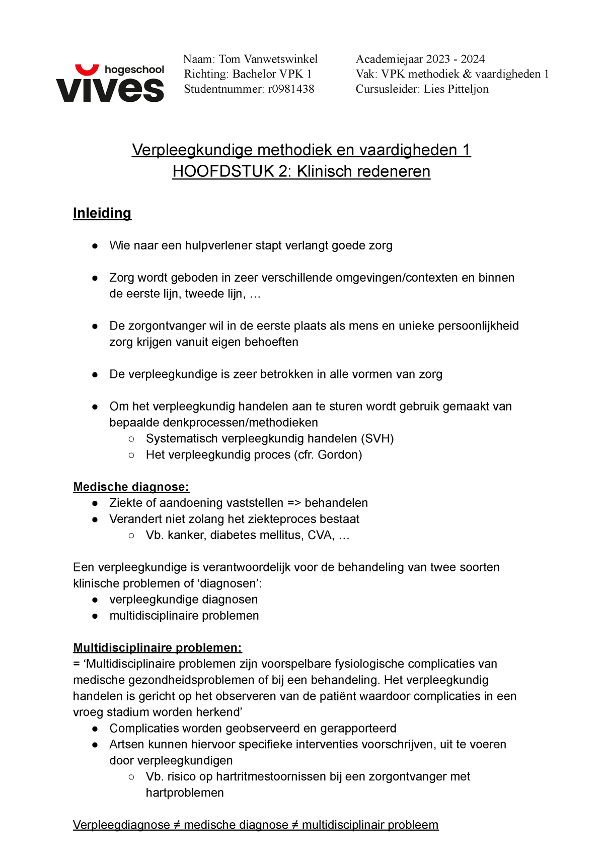 KLINISCH REDENEREN Verpleegkundige Methodiek En Vaardigheden 1 ...