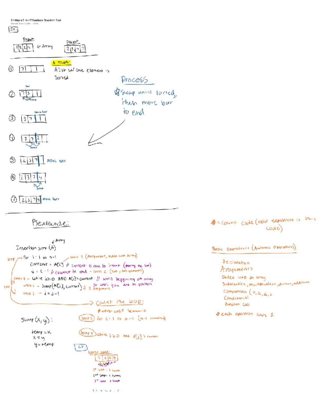 Sorting a List of Numbers (Insertion Sort) CS 1800 NU Studocu