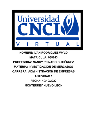 Investigacion De Mercados I Actividad 1 - Universidad CNCI Virtual ...