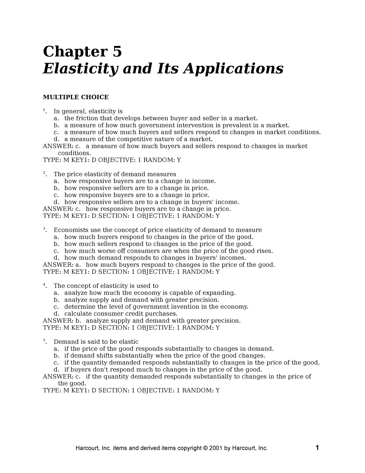 Chap05 - ..... - Chapter 5 Elasticity And Its Applications MULTIPLE ...