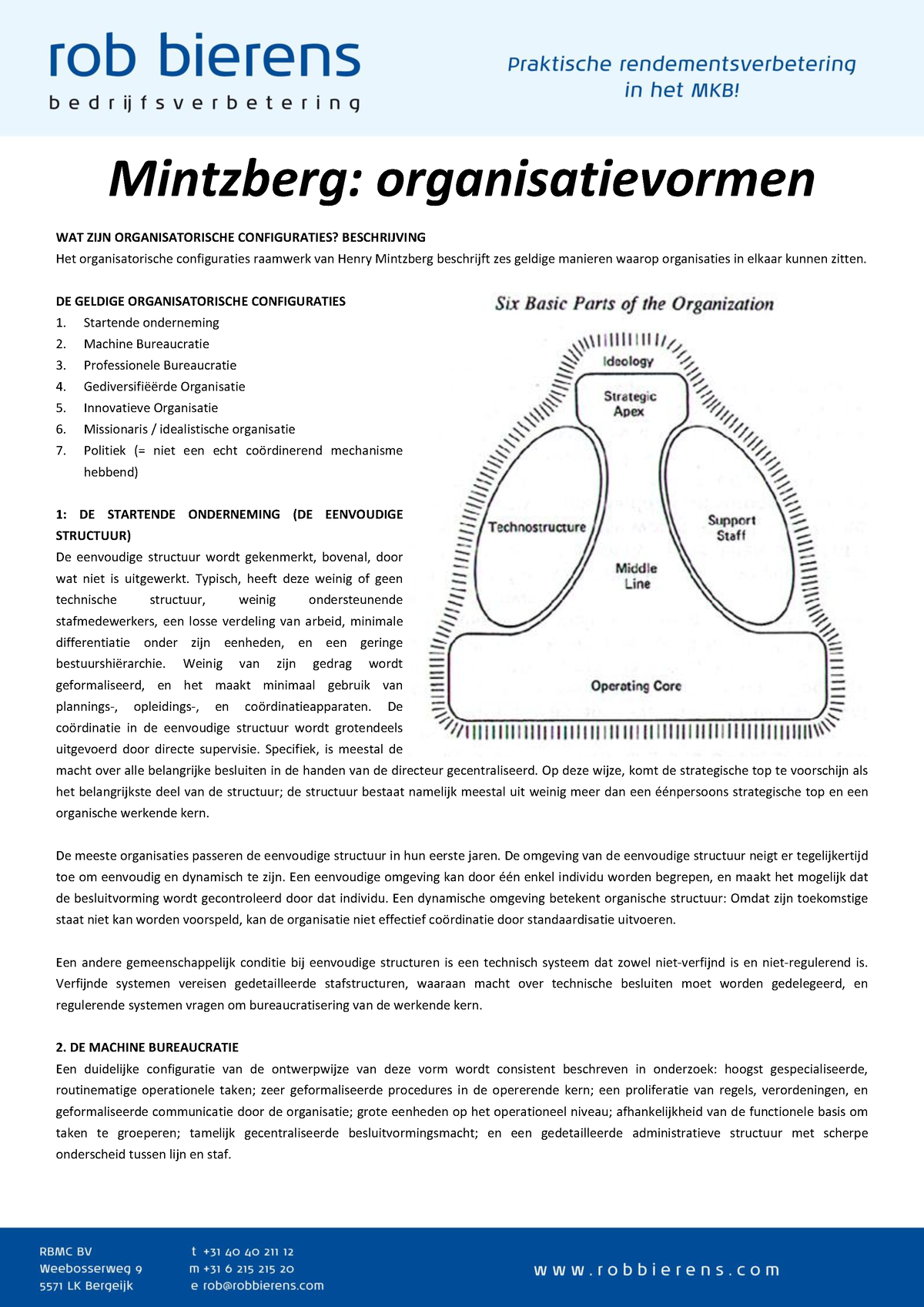 Mintzberg-organisatievormen-rob-bierens - Mintzberg: Organisatievormen ...