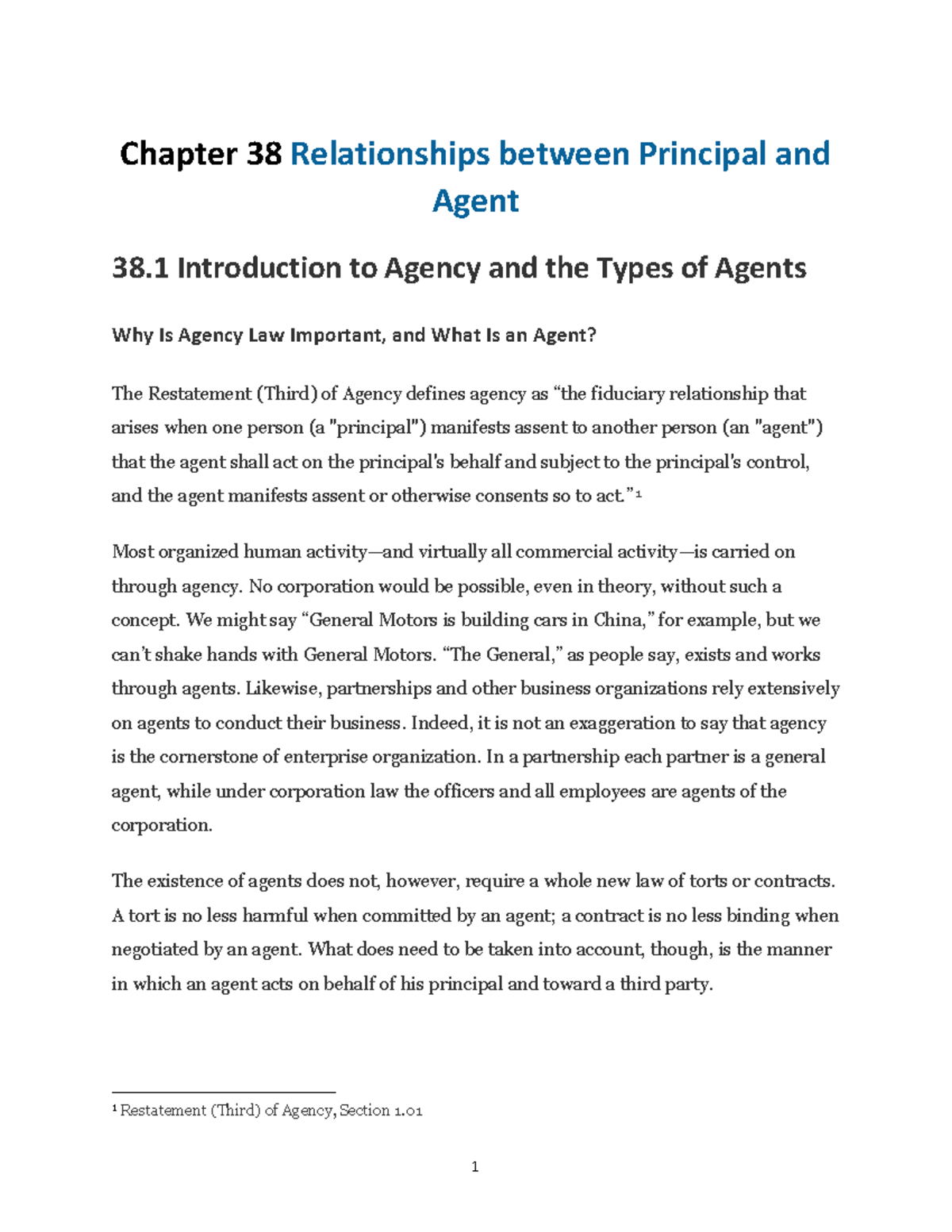 Unit14a Agency And Employment - Chapter 38 Relationships between ...