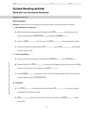 Guided Reading WS 7 - Guided Reading Activity The Reach of Imperialism ...