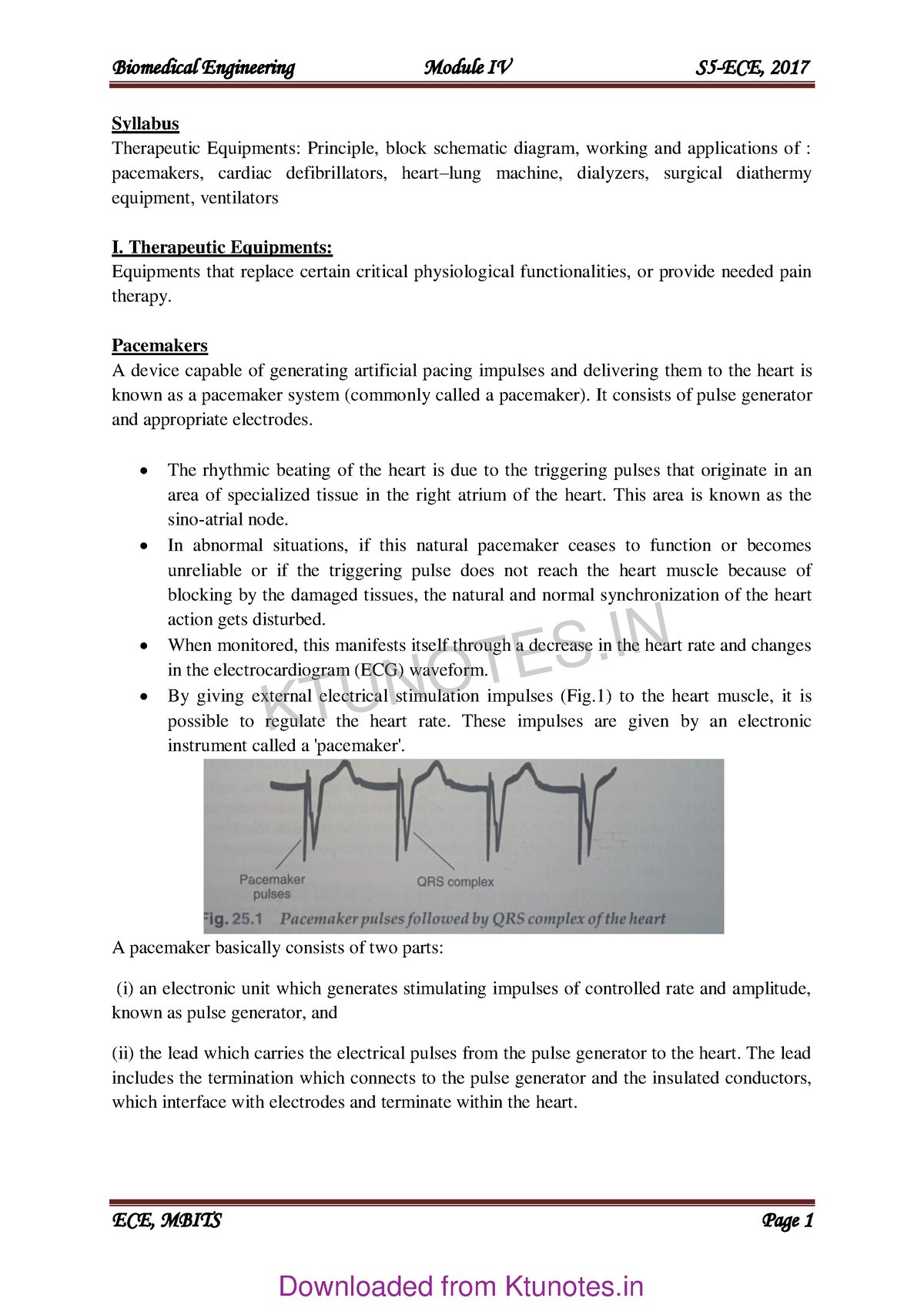 Biomedical Engineering- Module 4 - ECE, MBITS Page 1 Syllabus ...