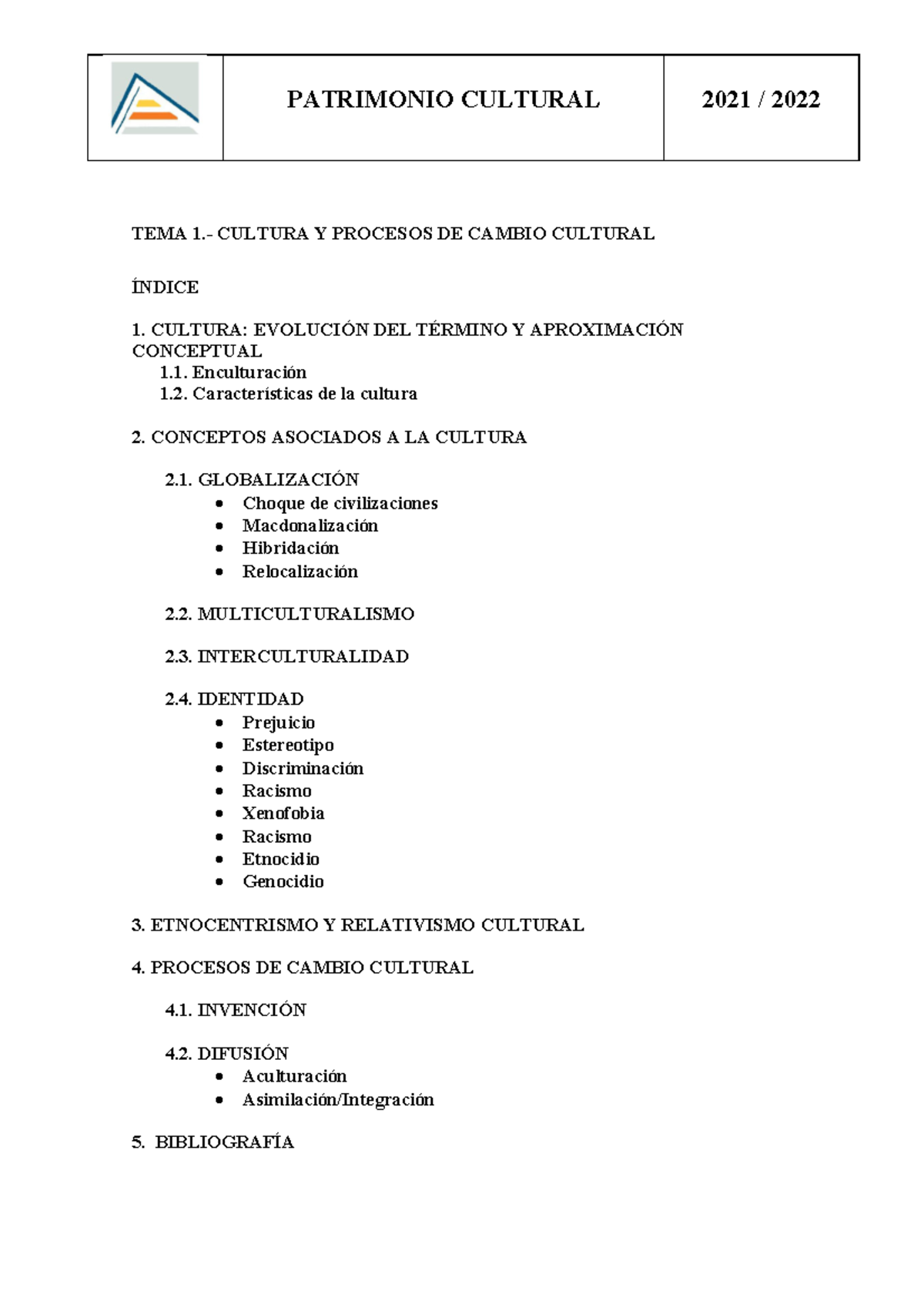 Tema 1.- Cultura y procesos de cambio cultural - TEMA 1.- CULTURA Y ...