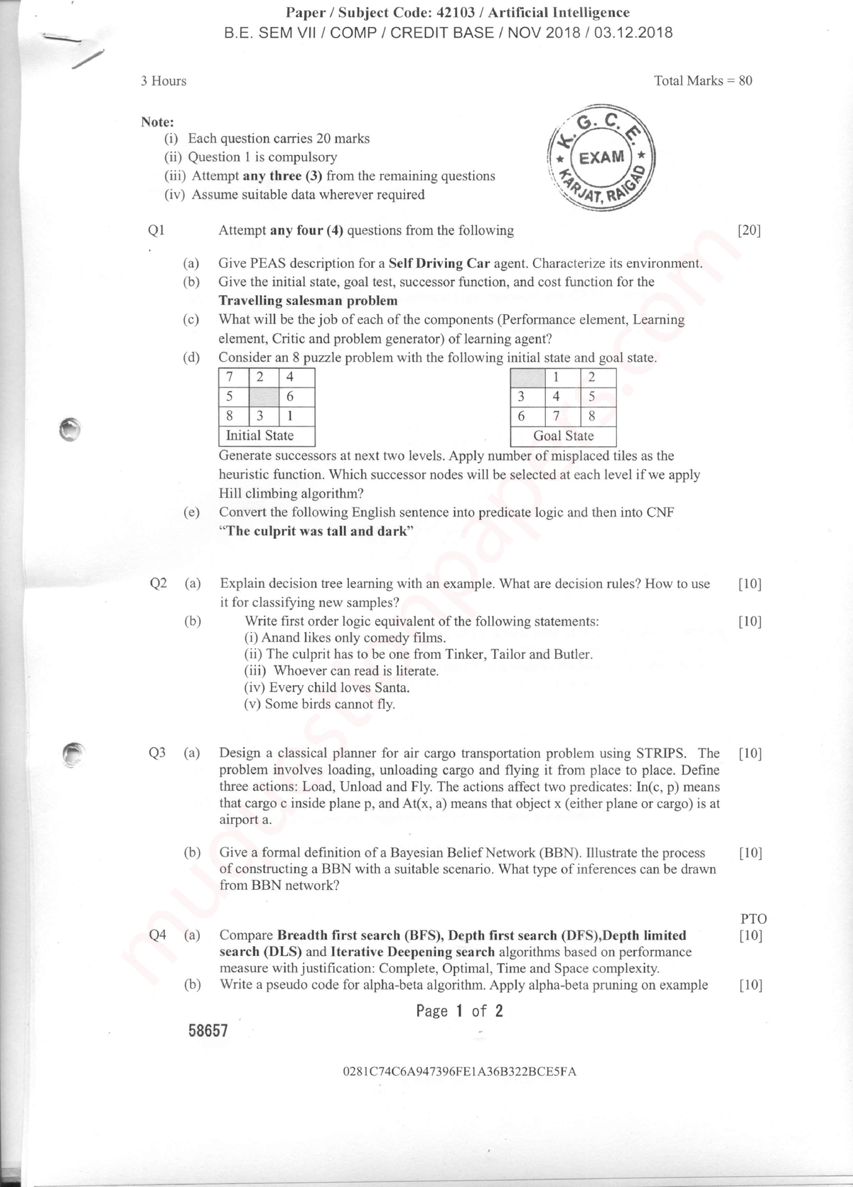 BE-Comps SEM7 AI DEC18 - Previous question paper - Computer Engineering ...