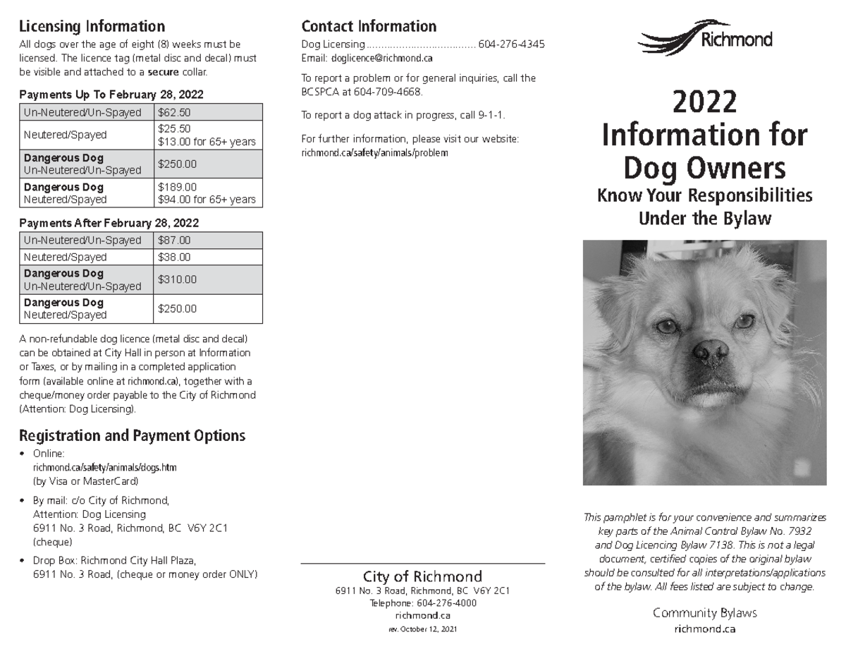 Dog owners info11507 Dog training booklet rex in the city. 2022