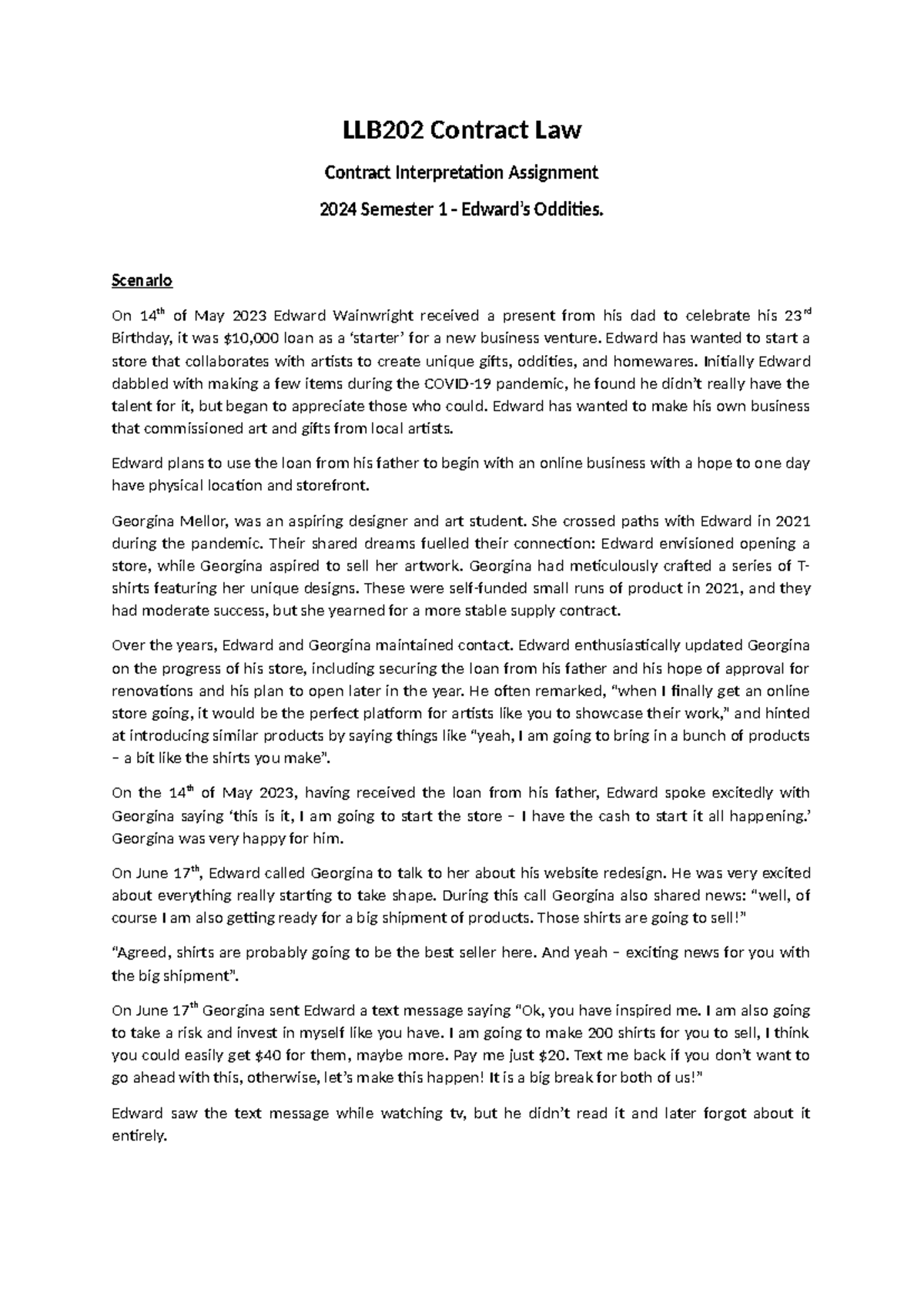 LLB202 2024 s1 Contract Interpretation Assignment Question - LLB202 ...