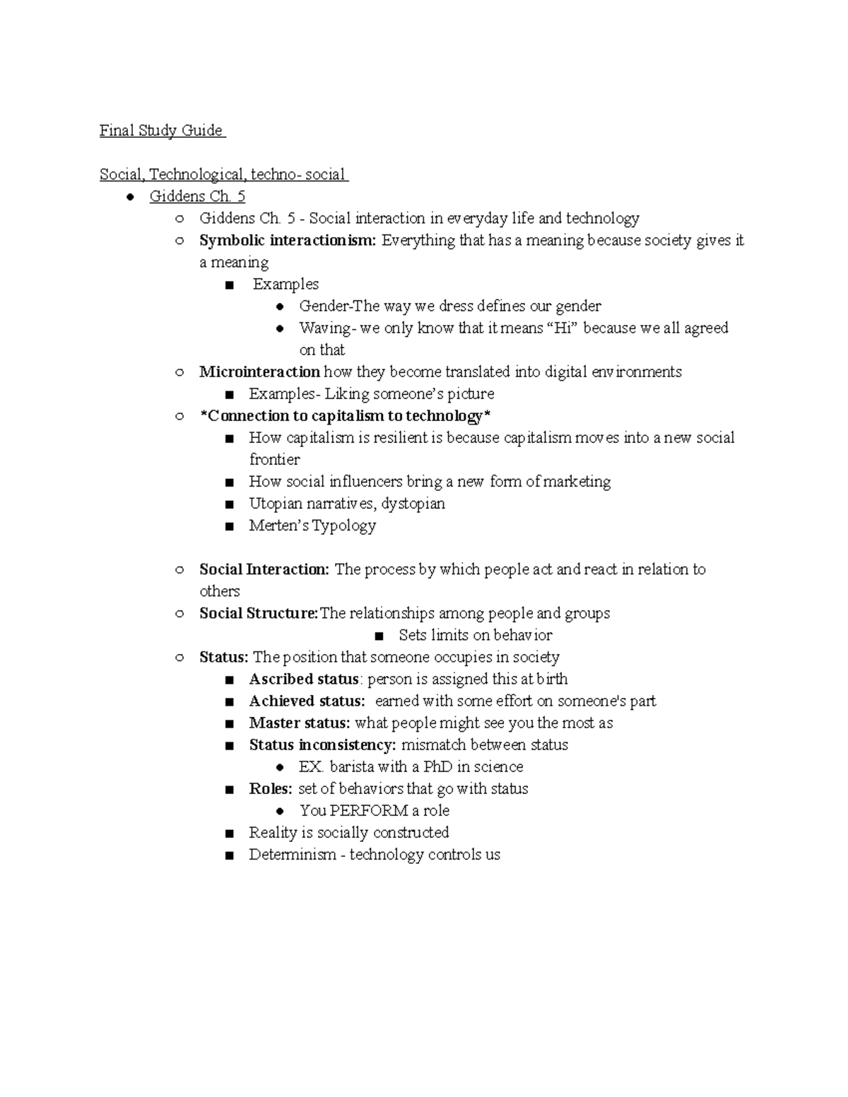 Sociology Final Exam Study Guide - Final Study Guide Social ...