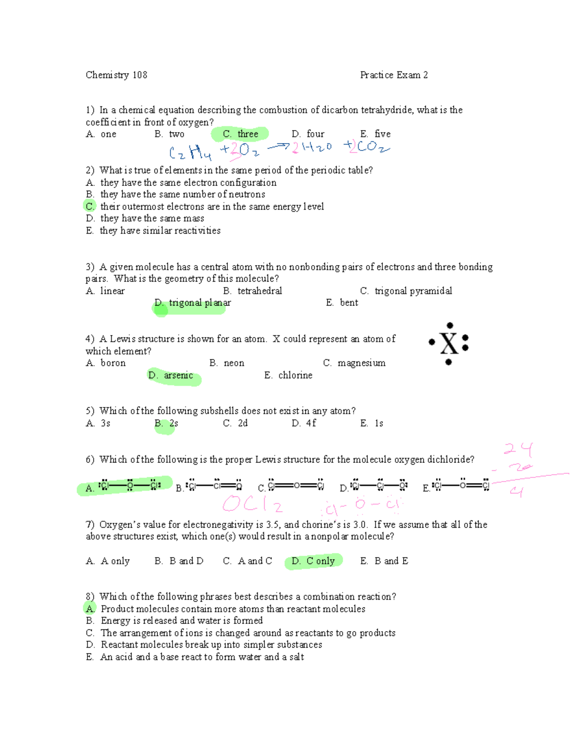 CH108 Lecture 5 HA - chemistry mock practice exam - Chemistry 108 ...