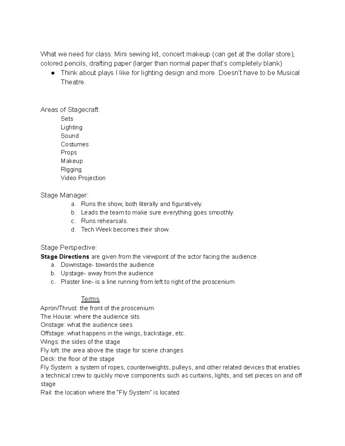 Stagecraft - The instructor for this course was Katherine Hadar. - What ...
