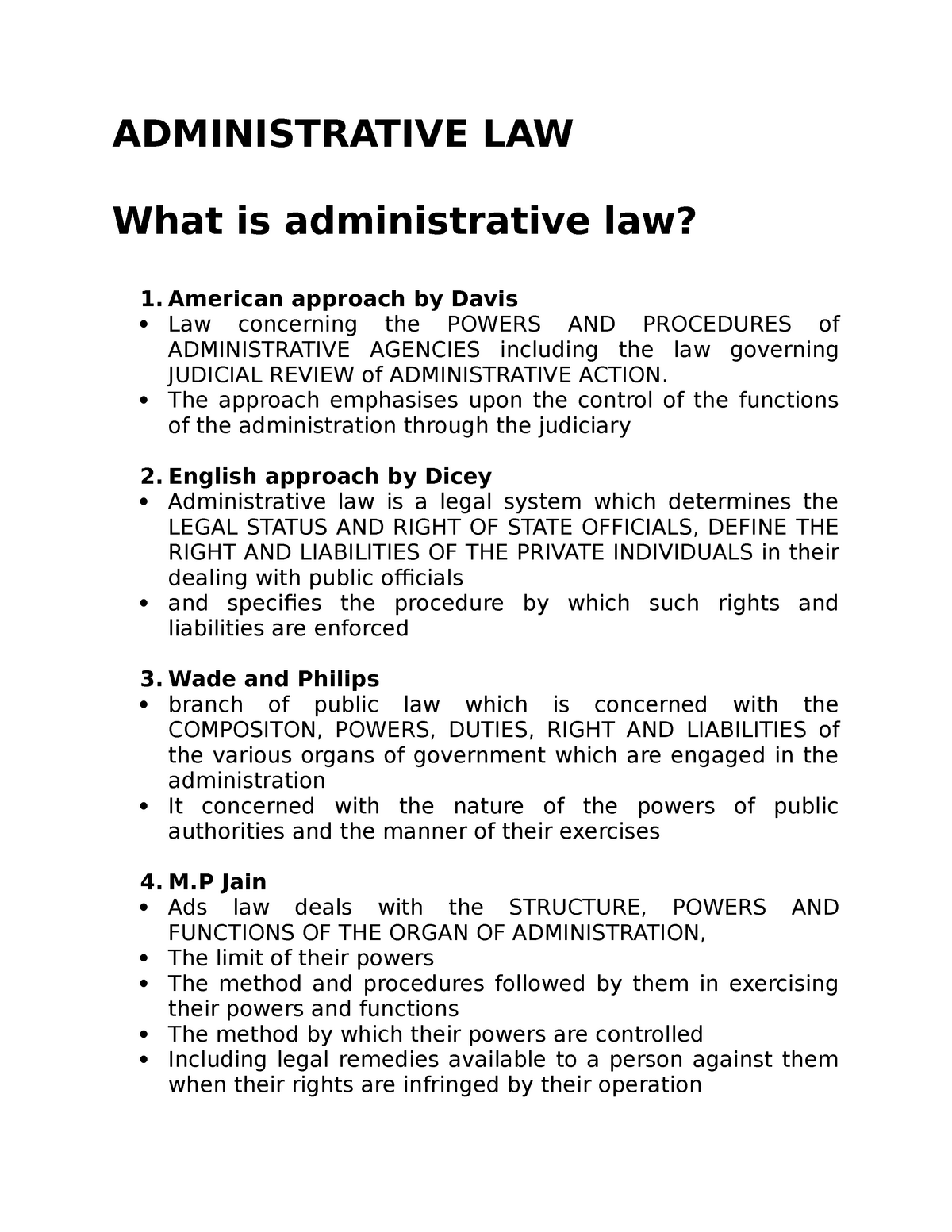 assignment on administrative law