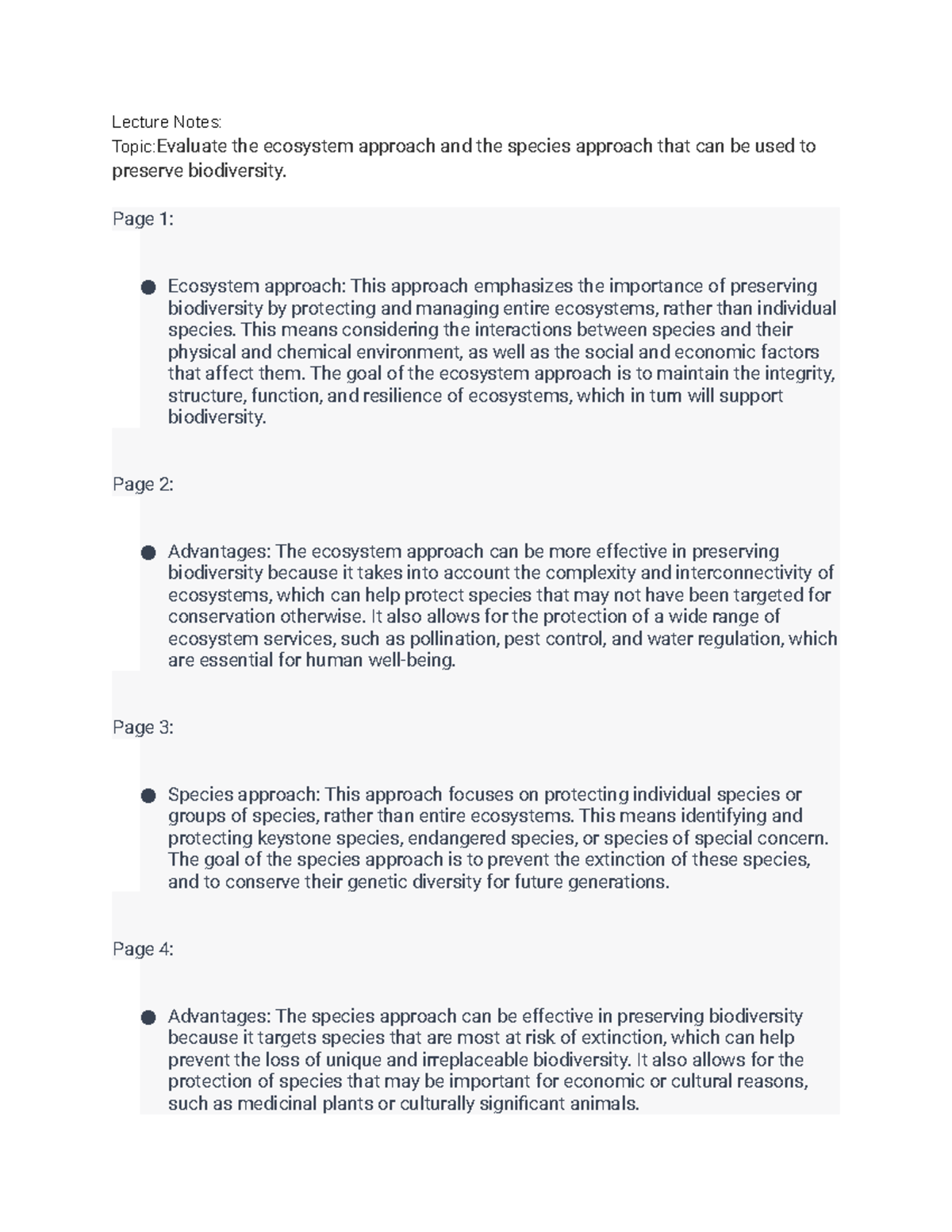 GEOG212(7 - Evaluate the ecosystem approach and the species approach ...