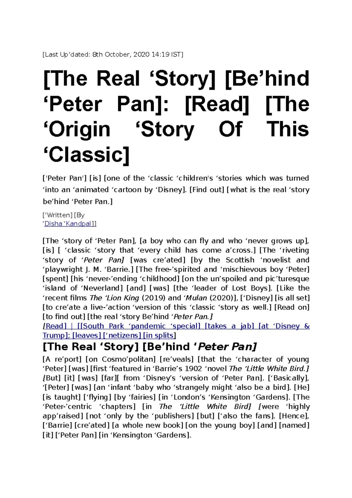 The Real Story Behind Peter Pan Read The Origin Story Of This Classic [Last Up’dated 8th
