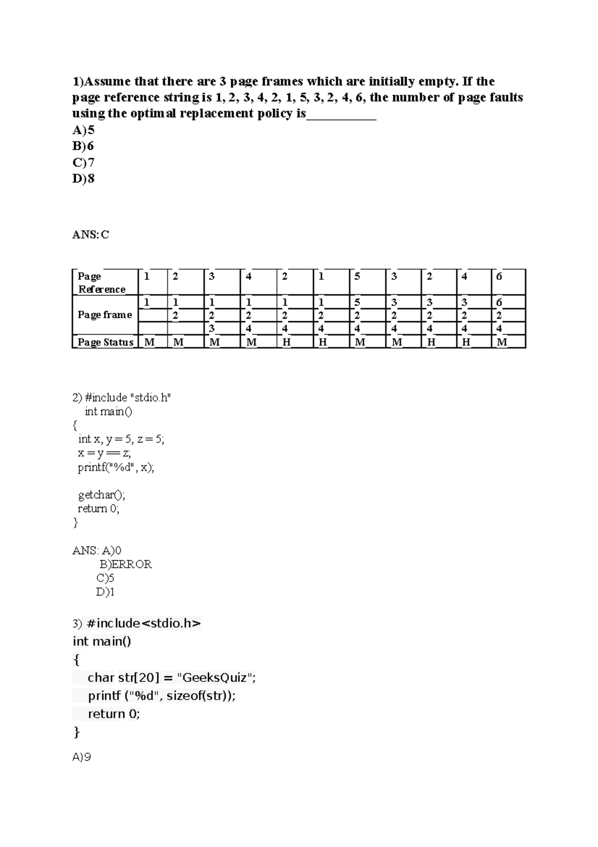 Page fault - 1)Assume that there are 3 page frames which are initially ...