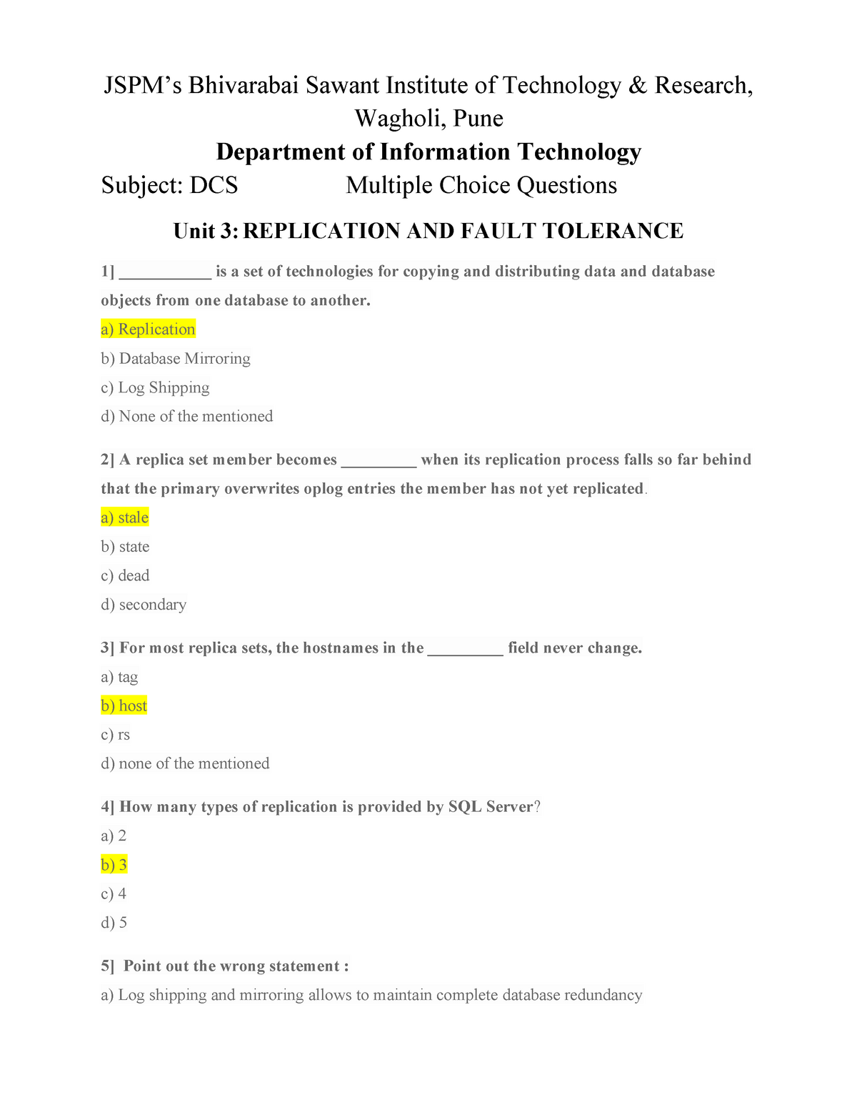 Distributed Computing Systems Multiple Choice Questions With Answers ...